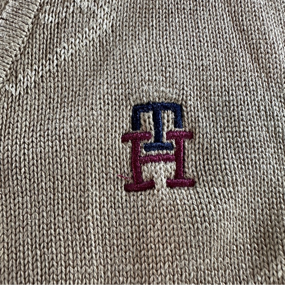 Tommy Hilfiger Monogramed Relaxed Fit Beige Knit Cardigan Sz 3X - Picture 5 of 15